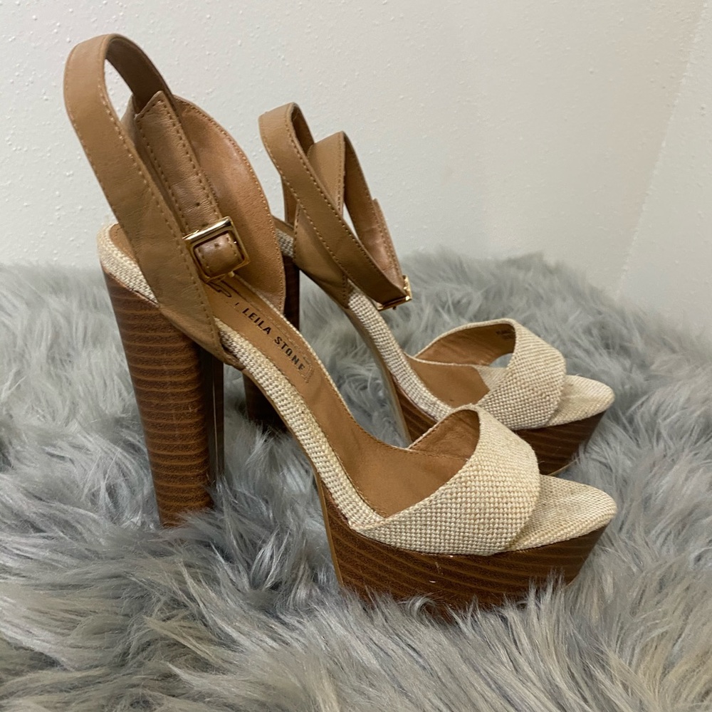 Leila stone block heels